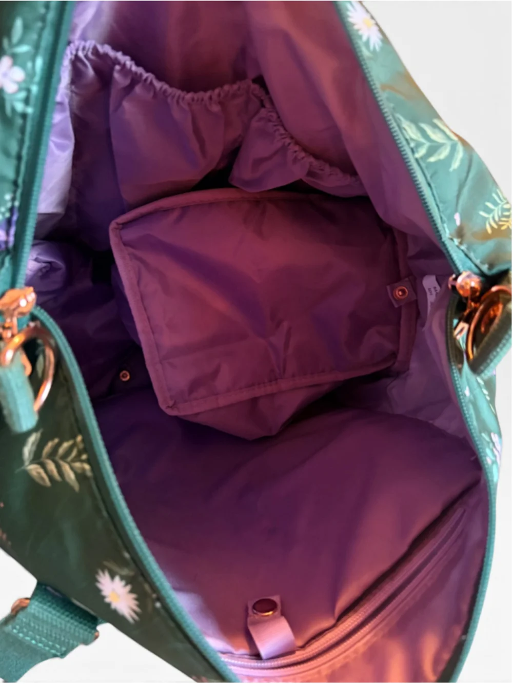 Sarah Wells Lizzy Pump Bag Tote “Olive You” Green Purple